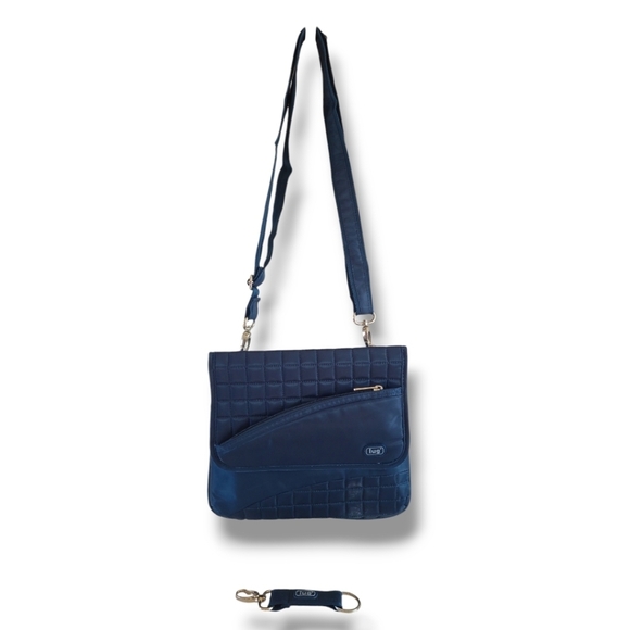 Lug Crossbody Purse Nylon Ocean Blue Adjustable Strap with Keychain - Picture 1 of 13